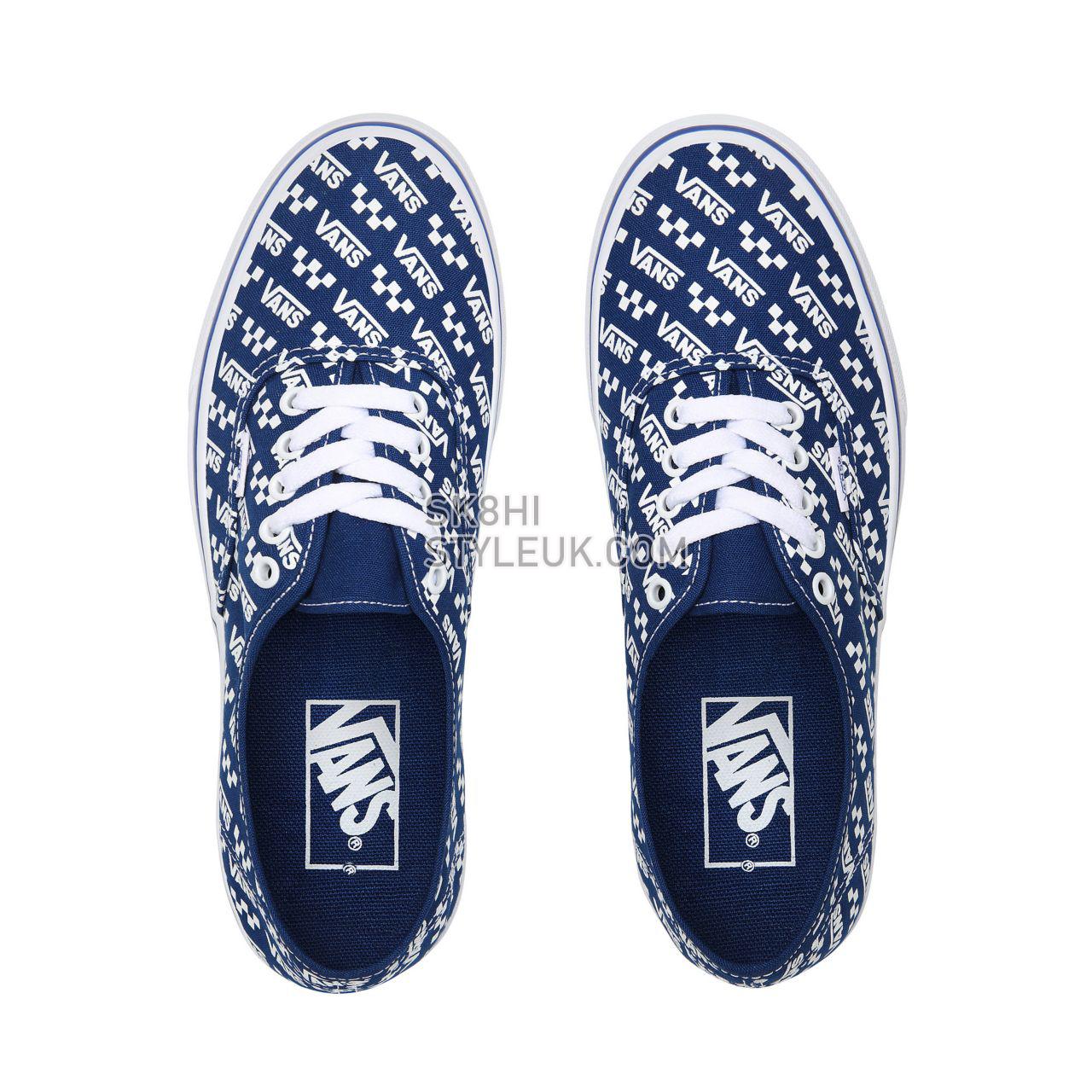 Vans Logo Repeat Authentic Blue Classic Mens Womens - (Logo Repeat) True Blue/True White VN0A2Z5IWH8 Shoes