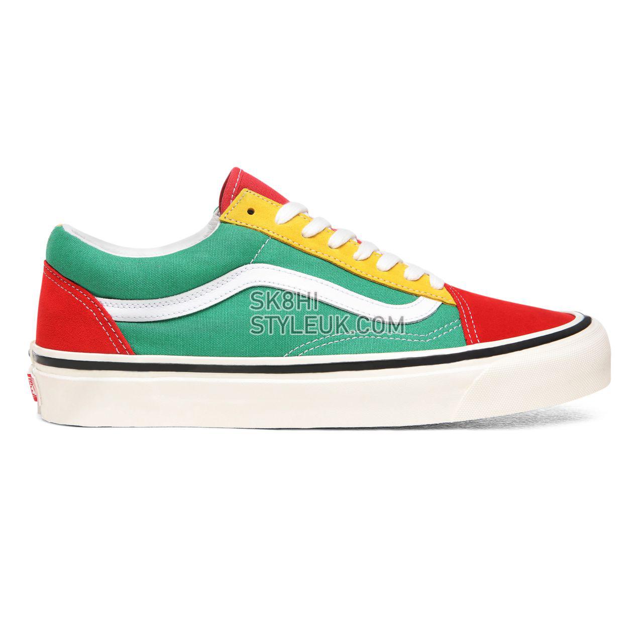 Vans Anaheim Factory Old Skool 36 DX Multicolour Classic Mens Womens - (Anaheim Factory) Og Red/Og Emerald/Og Yellow VN0A38G2XFM