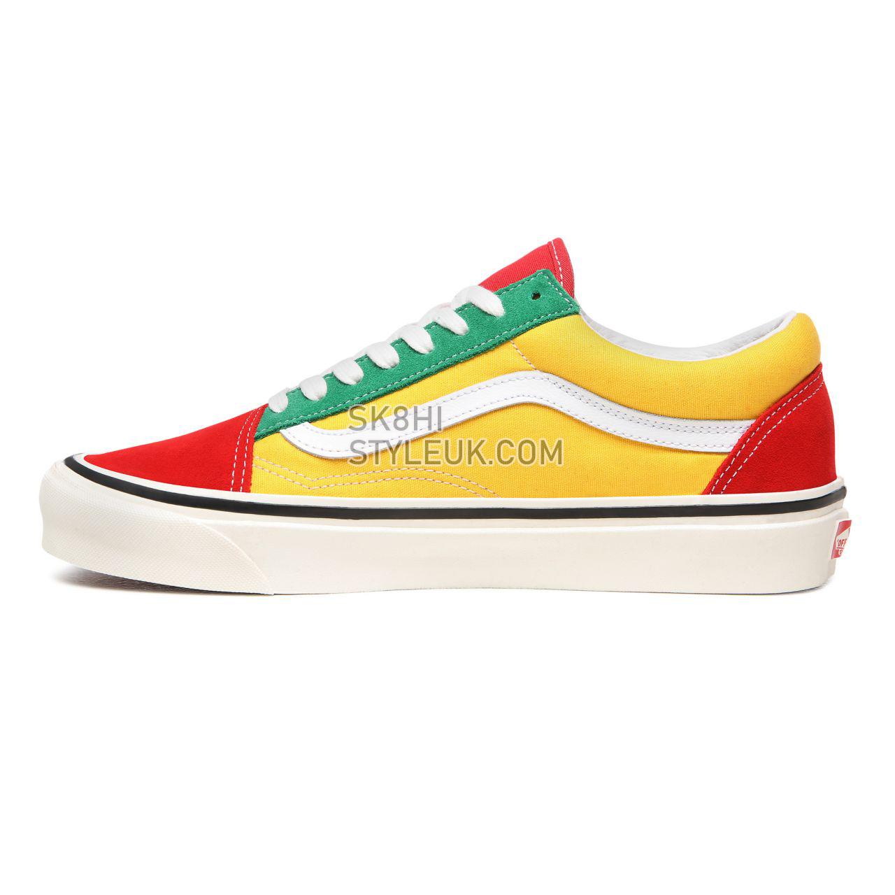 Vans Anaheim Factory Old Skool 36 DX Multicolour Classic Mens Womens - (Anaheim Factory) Og Red/Og Emerald/Og Yellow VN0A38G2XFM