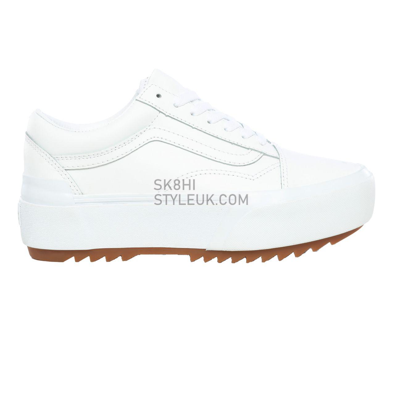 Vans Leather Old Skool Stacked White Classic Womens - (Leather) True White/True White VN0A4U15OER Shoes