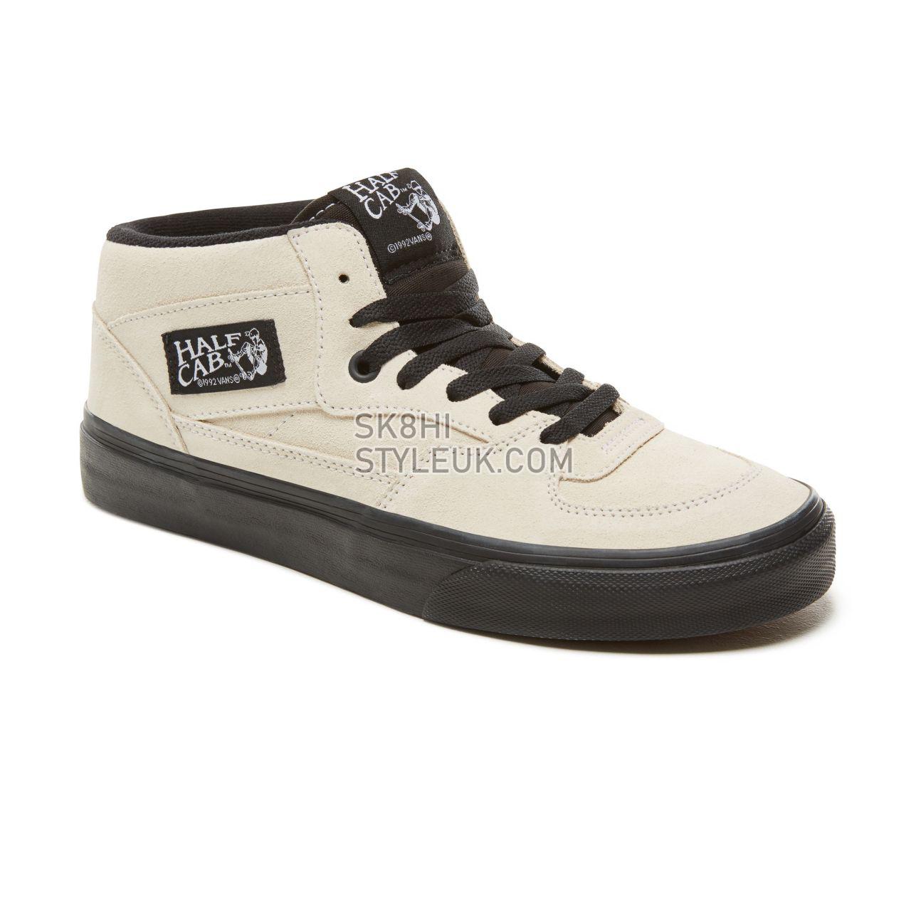 Vans Suede Black Outsole Half Cab Classic Mens Womens - (Black Outsole) Classic White/Black VA348EU8T Shoes