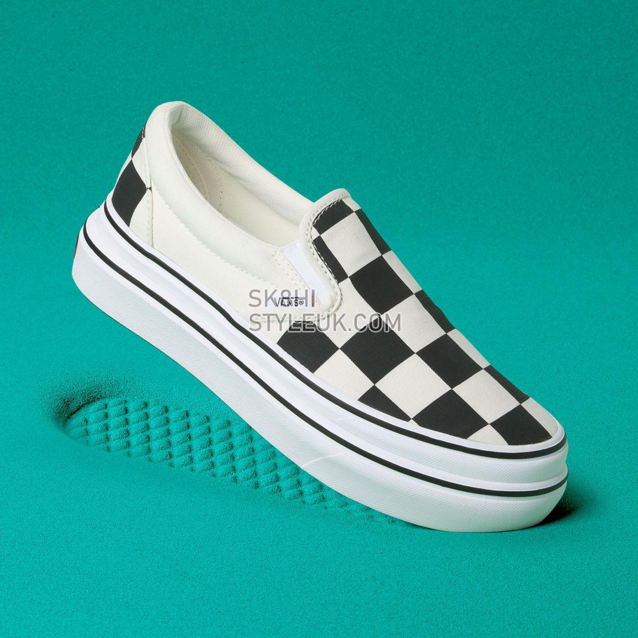 Vans Big Classics Checker Super ComfyCush Slip-On Black Classic Womens - (Big Classics Checker) Black/Off White Check VN0A4U1FXT