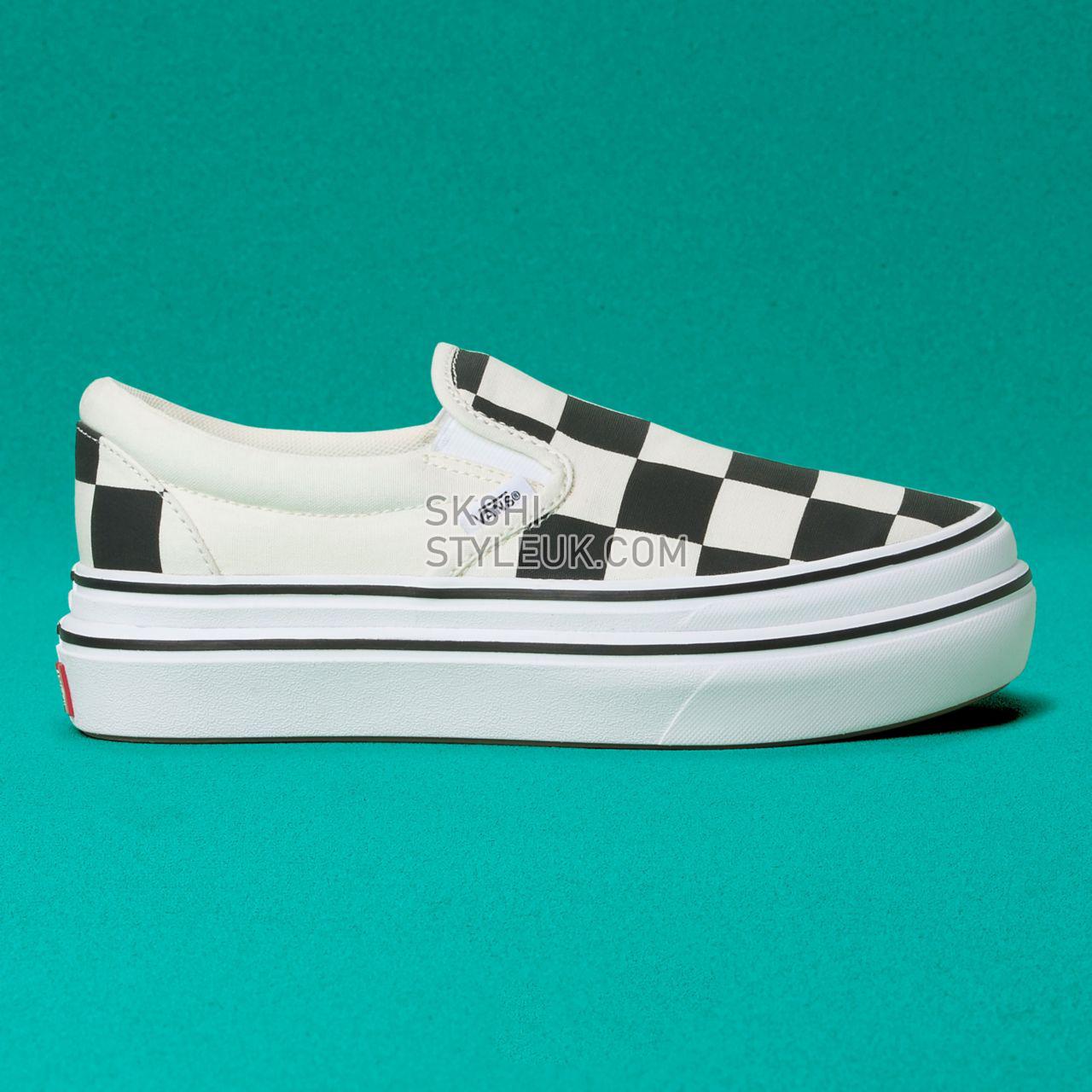 Vans Big Classics Checker Super ComfyCush Slip-On Black Classic Womens - (Big Classics Checker) Black/Off White Check VN0A4U1FXT