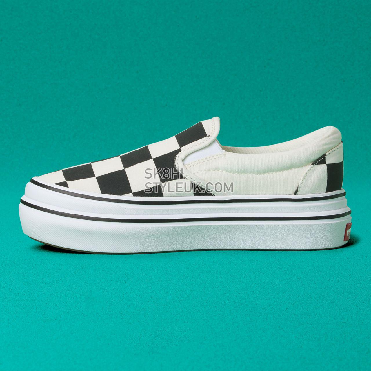 Vans Big Classics Checker Super ComfyCush Slip-On Black Classic Womens - (Big Classics Checker) Black/Off White Check VN0A4U1FXT