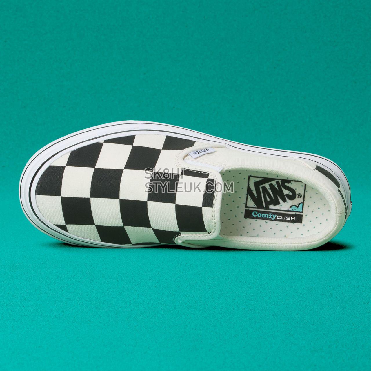 Vans Big Classics Checker Super ComfyCush Slip-On Black Classic Womens - (Big Classics Checker) Black/Off White Check VN0A4U1FXT