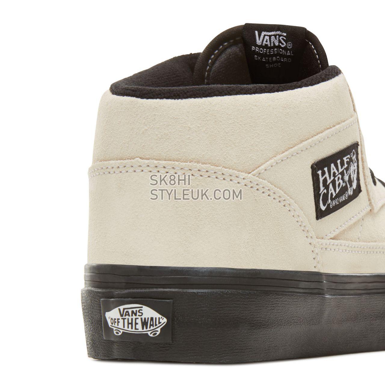 Vans Suede Black Outsole Half Cab Classic Mens Womens - (Black Outsole) Classic White/Black VA348EU8T Shoes