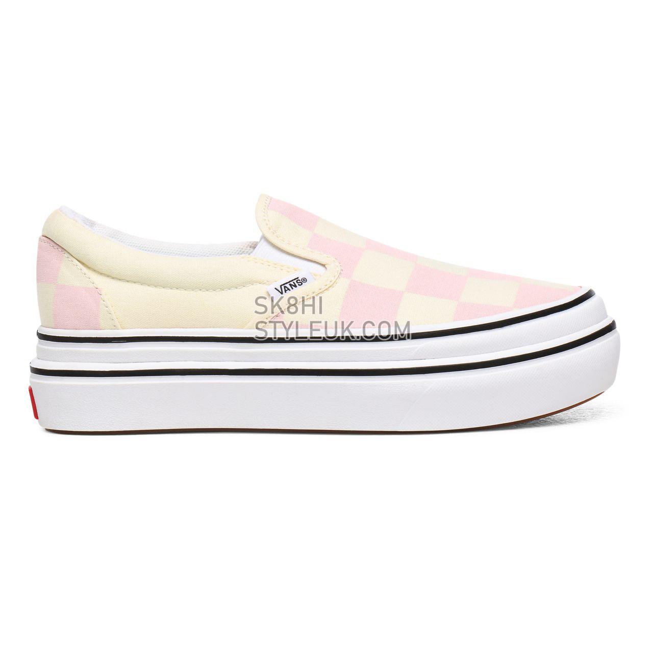 Vans Big Classics Checker Super ComfyCush Slip-On White Classic Womens - (Big Classics Checker) Blushing Bride/Off White Check V