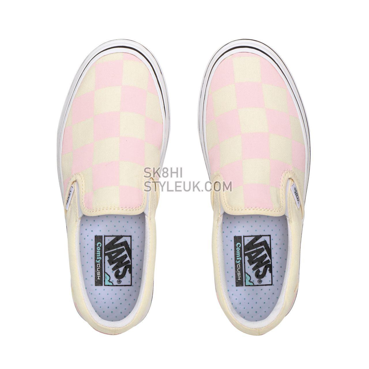 Vans Big Classics Checker Super ComfyCush Slip-On White Classic Womens - (Big Classics Checker) Blushing Bride/Off White Check V