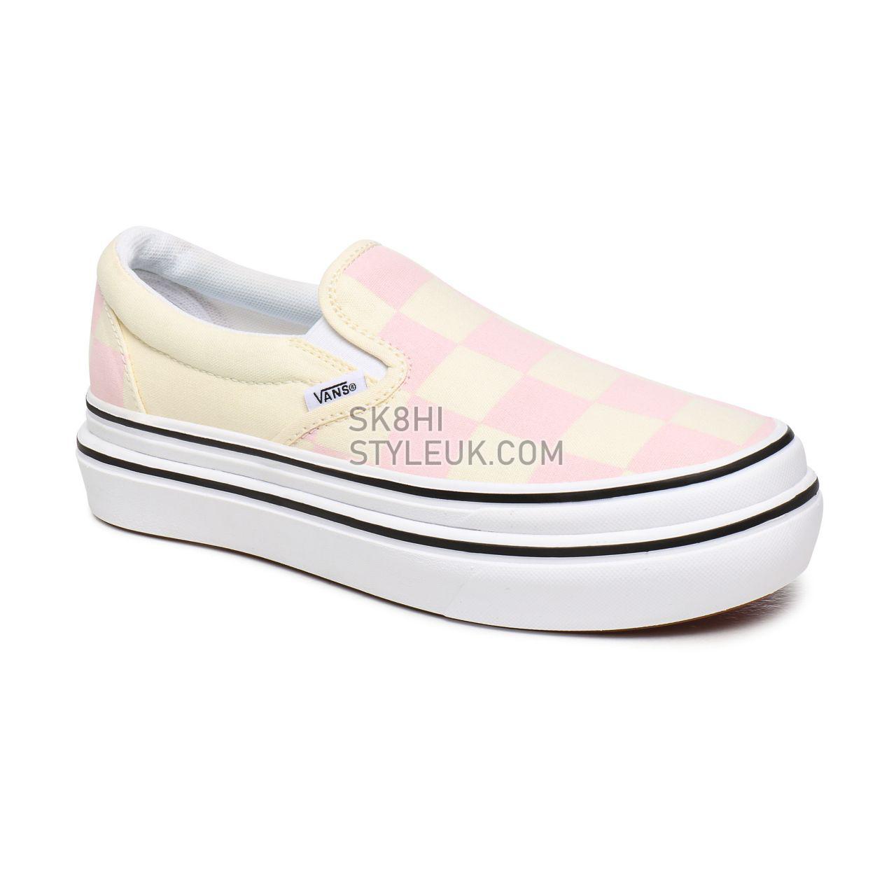 Vans Big Classics Checker Super ComfyCush Slip-On White Classic Womens - (Big Classics Checker) Blushing Bride/Off White Check V