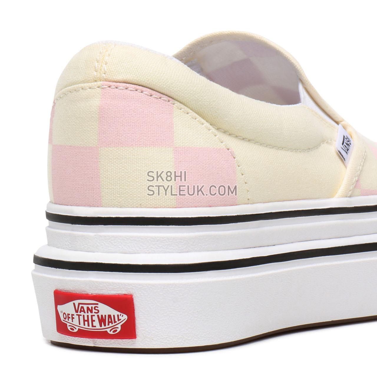 Vans Big Classics Checker Super ComfyCush Slip-On White Classic Womens - (Big Classics Checker) Blushing Bride/Off White Check V