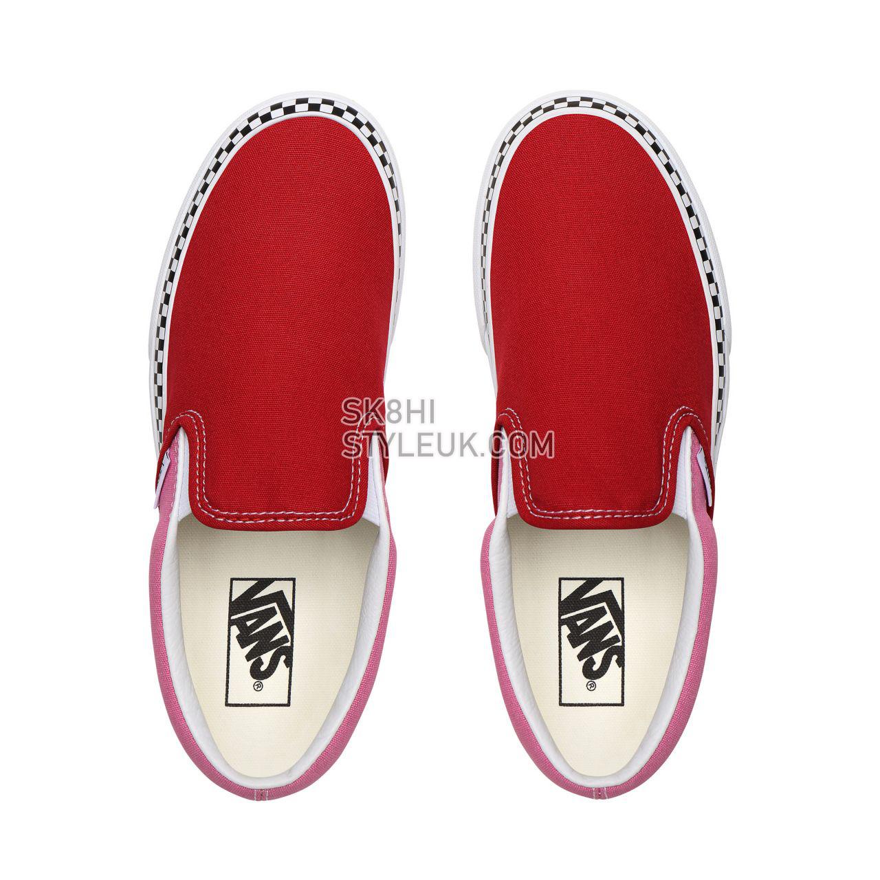 Vans 2-Tone Classic Slip-On Platform Red Classic Womens - (2-Tone) Chili Pepper/Fuchsia Pink VN0A3JEZWVX Shoes