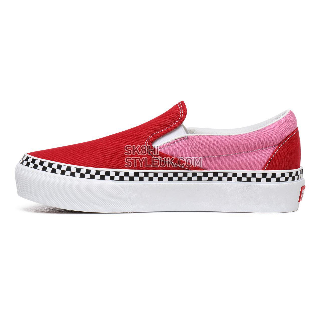 Vans 2-Tone Classic Slip-On Platform Red Classic Womens - (2-Tone) Chili Pepper/Fuchsia Pink VN0A3JEZWVX Shoes