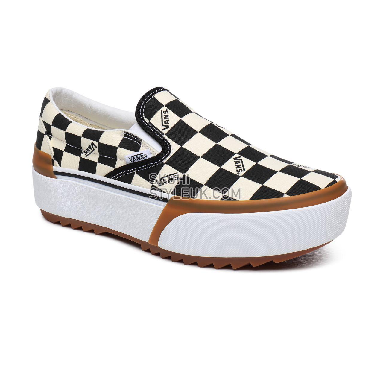 Vans Checkerboard Classic Slip-On Stacked Multicolour Classic Womens - (Checkerboard) Multi/True White VN0A4TZVVLV Shoes