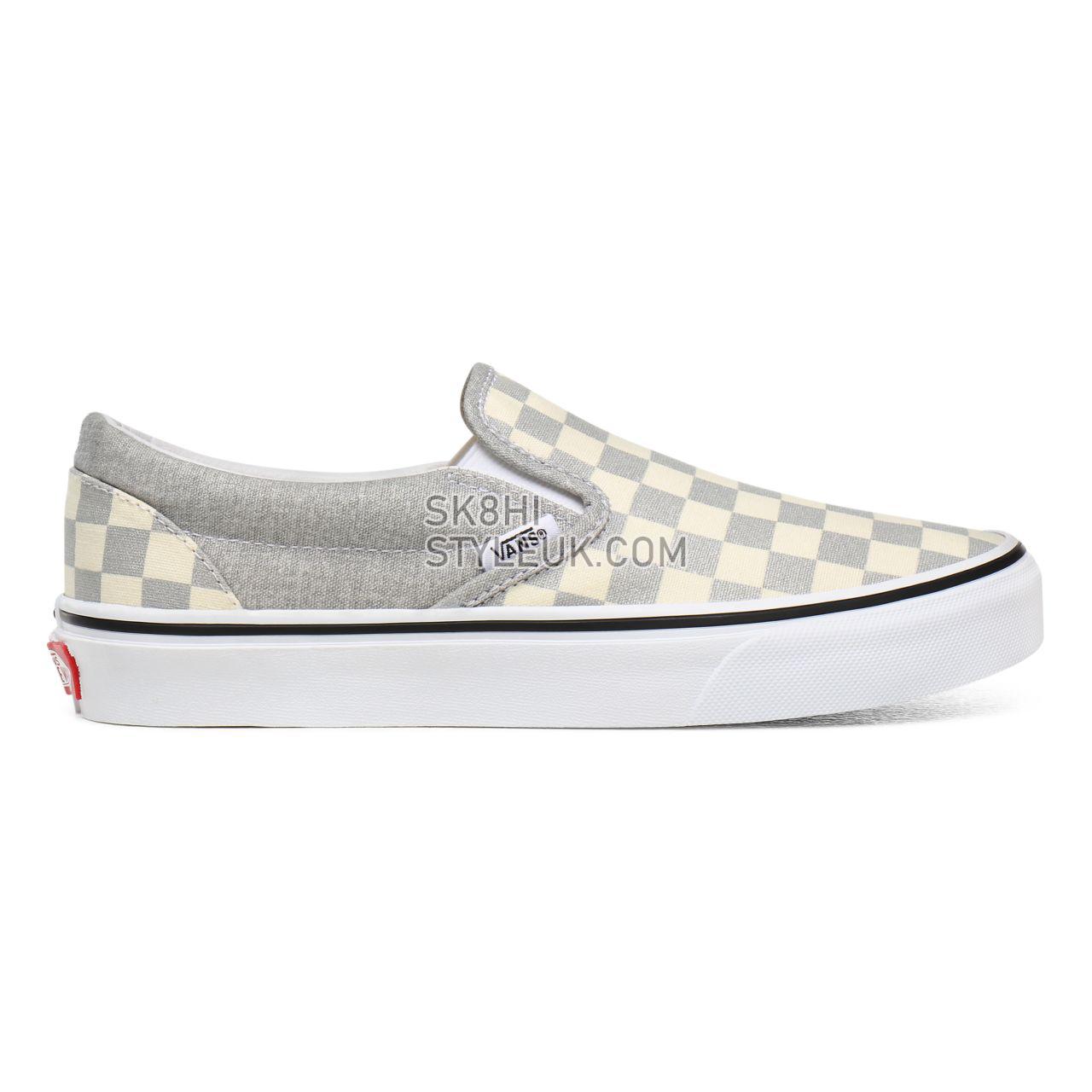 Vans Checkerboard Classic Slip-On Grey Classic Womens - (Checkerboard) Silver/True White VN0A4U38WS3 Shoes