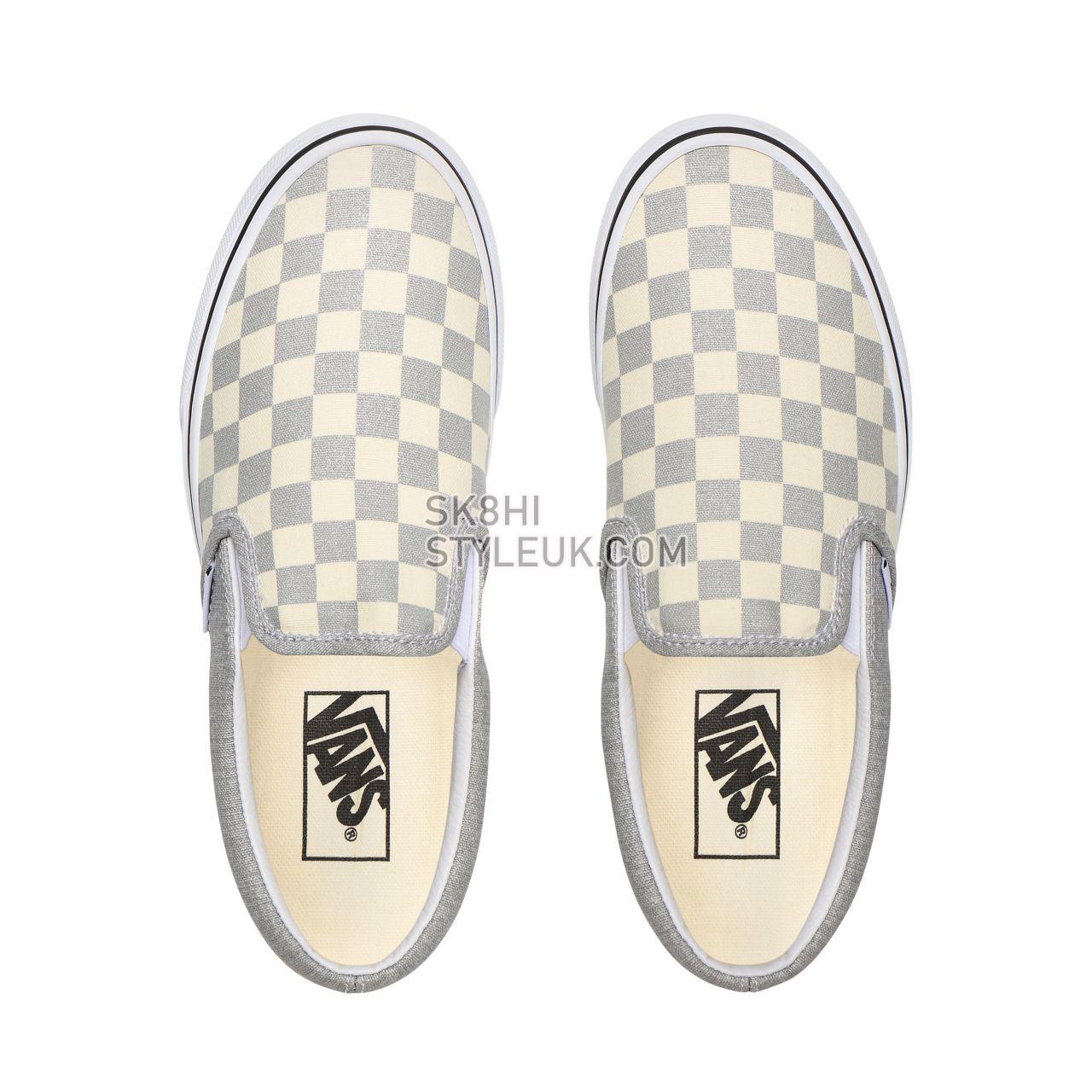 Vans Checkerboard Classic Slip-On Grey Classic Womens - (Checkerboard) Silver/True White VN0A4U38WS3 Shoes