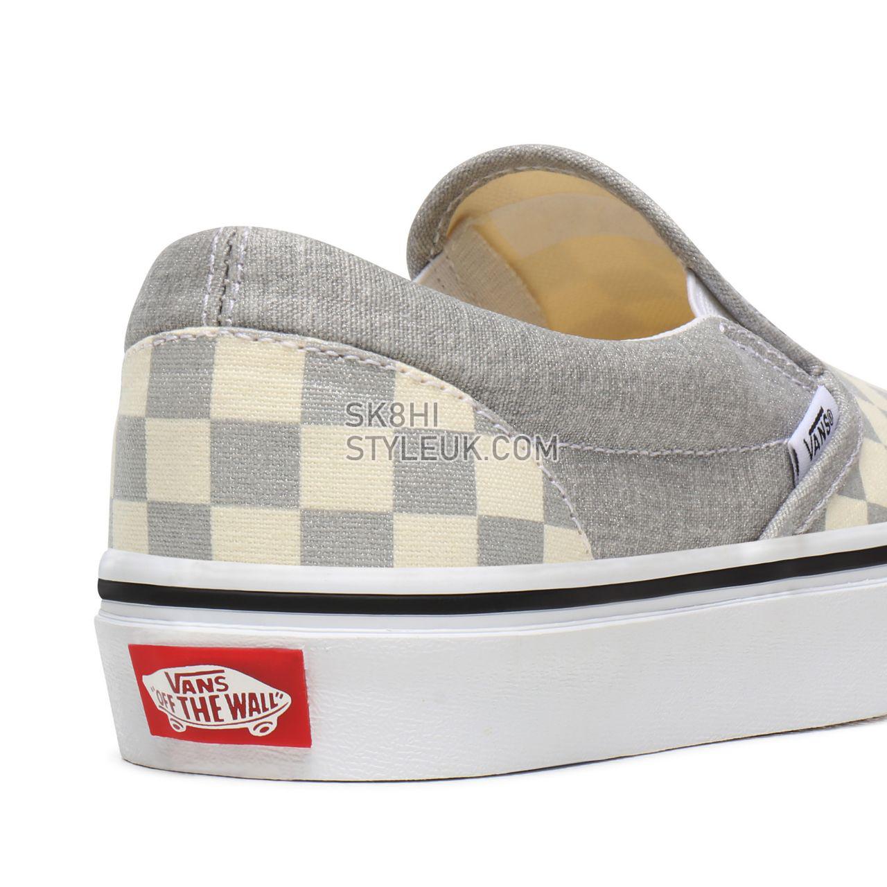 Vans Checkerboard Classic Slip-On Grey Classic Womens - (Checkerboard) Silver/True White VN0A4U38WS3 Shoes