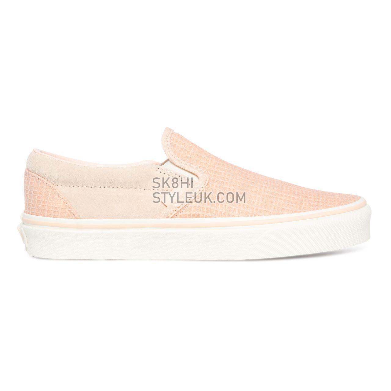 Vans Multi Woven Classic Slip-On Pink Classic Womens - (Multi Woven) Creme De Peche/Snow White VN0A4U38WSZ Shoes