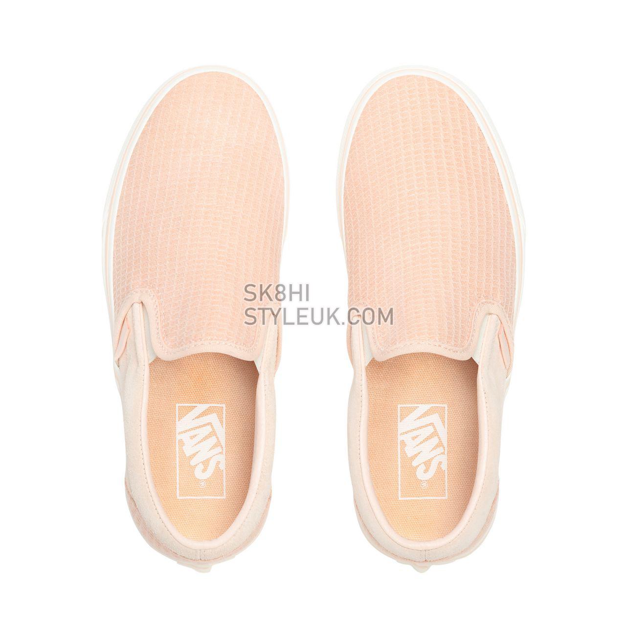 Vans Multi Woven Classic Slip-On Pink Classic Womens - (Multi Woven) Creme De Peche/Snow White VN0A4U38WSZ Shoes