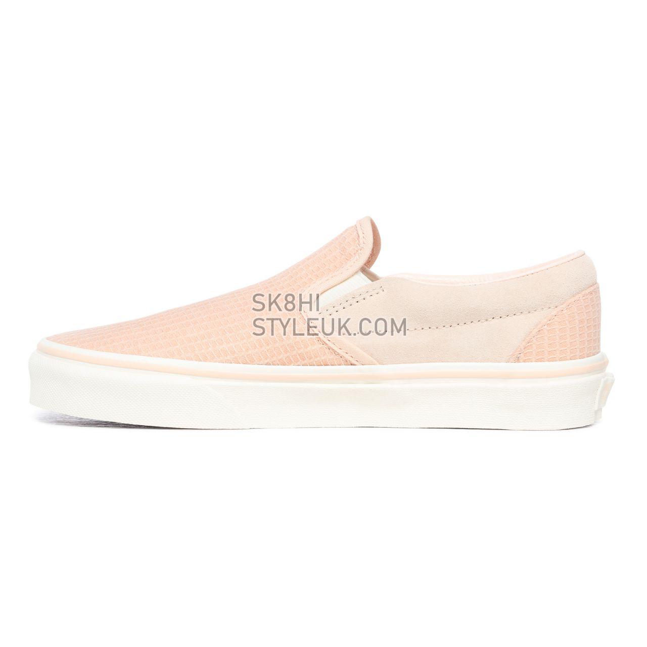 Vans Multi Woven Classic Slip-On Pink Classic Womens - (Multi Woven) Creme De Peche/Snow White VN0A4U38WSZ Shoes