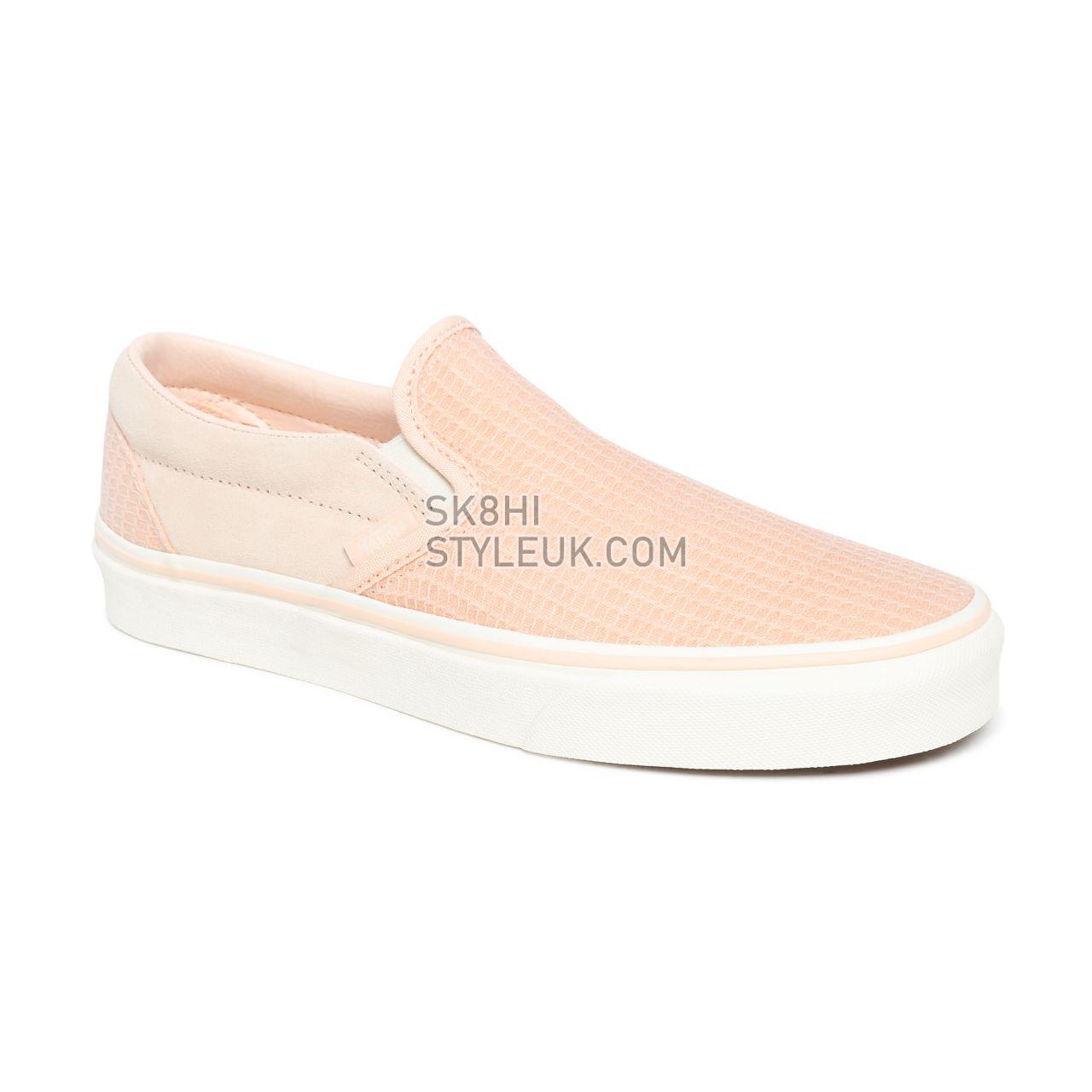 Vans Multi Woven Classic Slip-On Pink Classic Womens - (Multi Woven) Creme De Peche/Snow White VN0A4U38WSZ Shoes