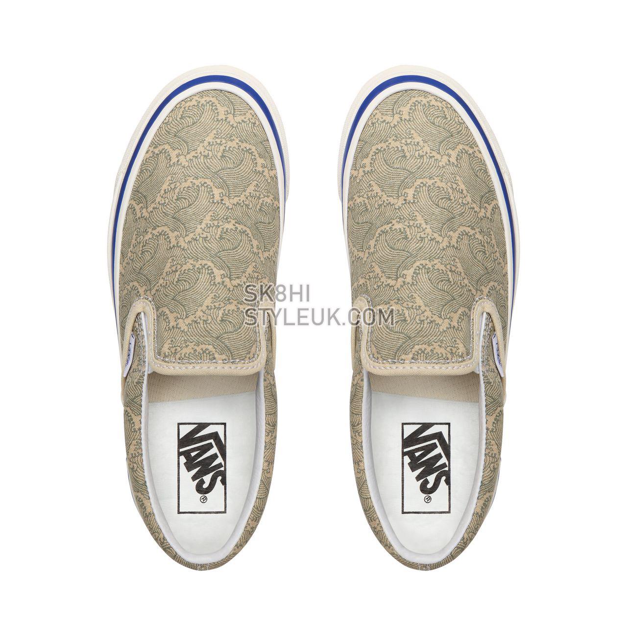 Vans Anaheim Factory Classic Slip-On 98 DX Beige Classic Womens - (Anaheim Factory) Og Wave/Og Cream VN0A3JEXWVR Shoes