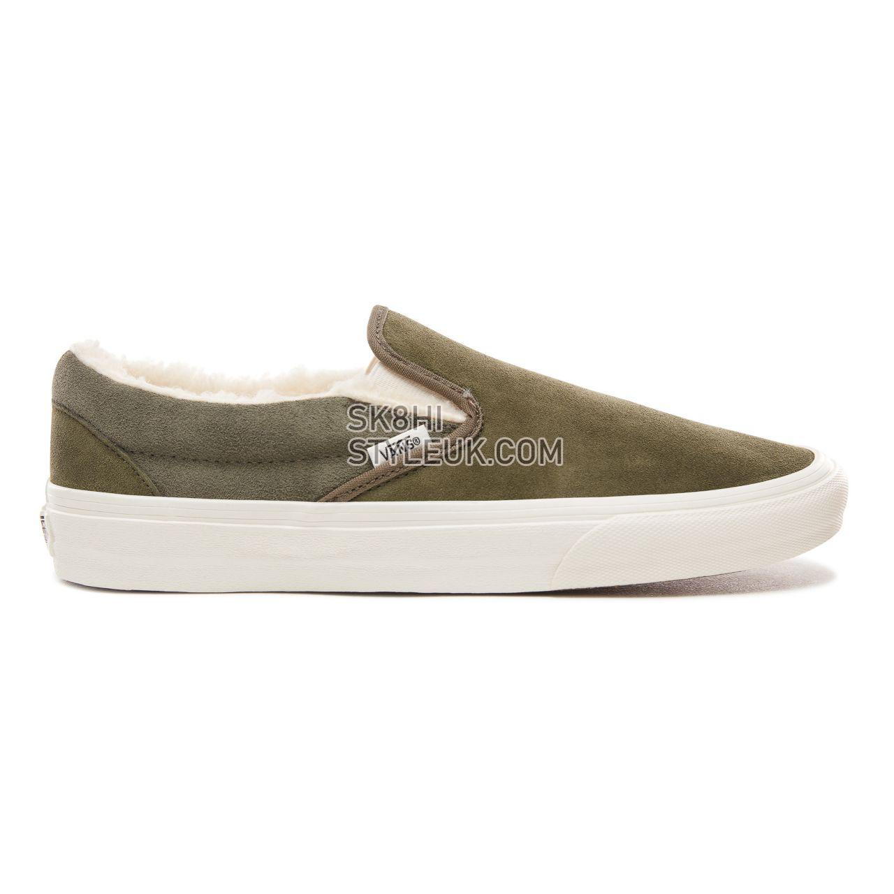 Vans Suede and Sherpa Classic Slip-On Classic Mens Womens - (Suede/Sherpa) Grape Leaf/Dusty Olive VN0A38F7ULZ Shoes