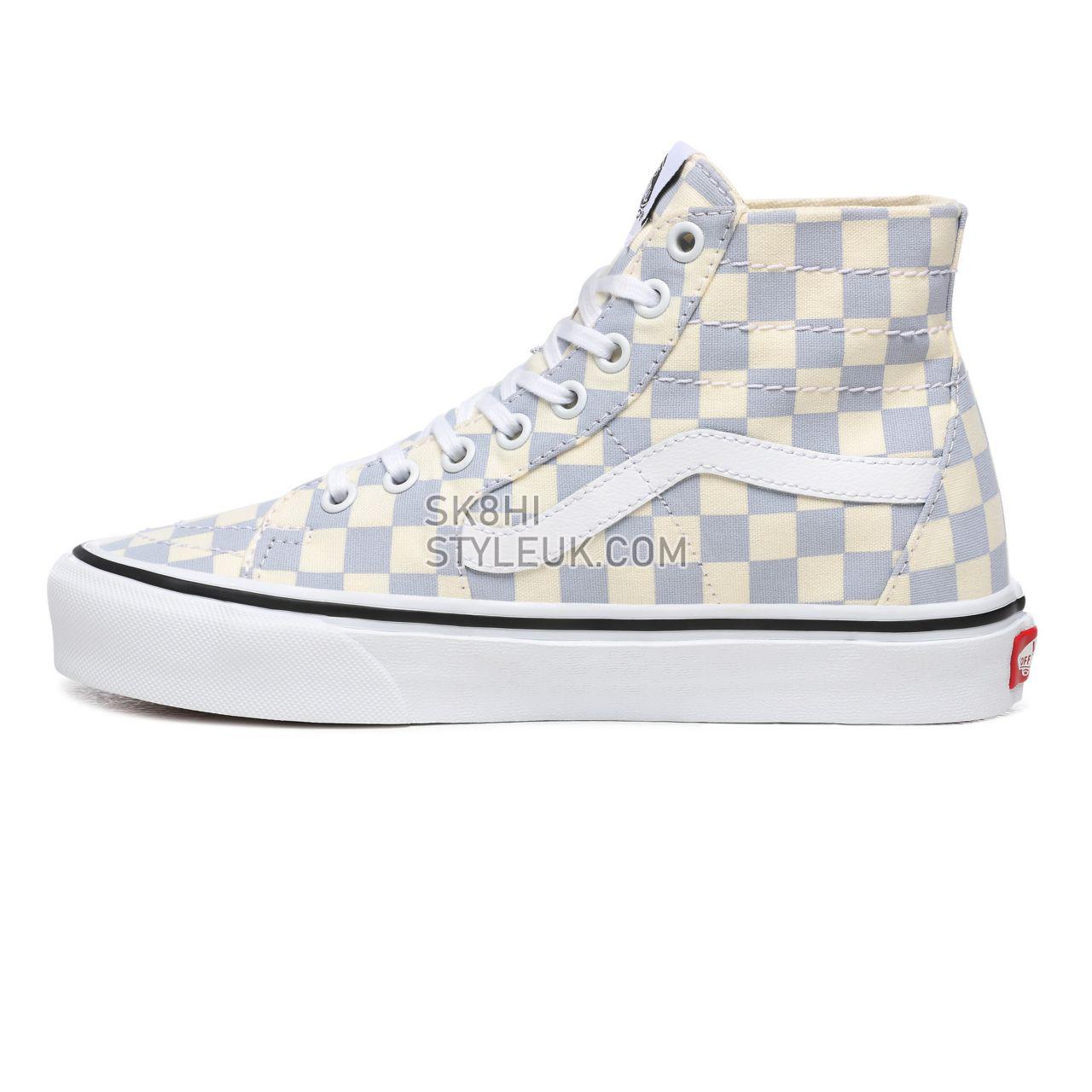 Vans Checkerboard Sk8-Hi Tapered Blue Classic Womens - (Checkerboard) Zen Blue/True White VN0A4U16XHX Shoes